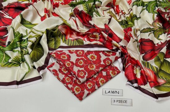 maria b lawn 3pc allover printed trouser