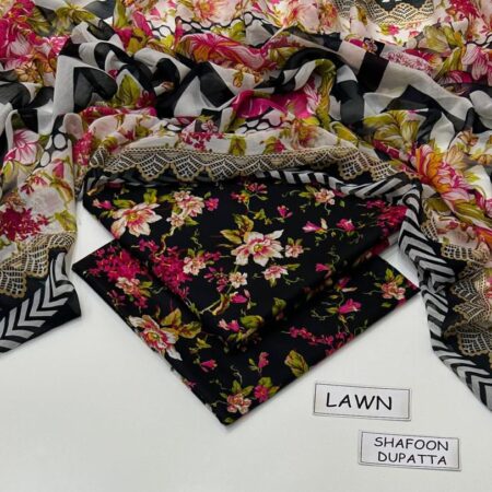 maria b lawn 3pc allover printed trouser