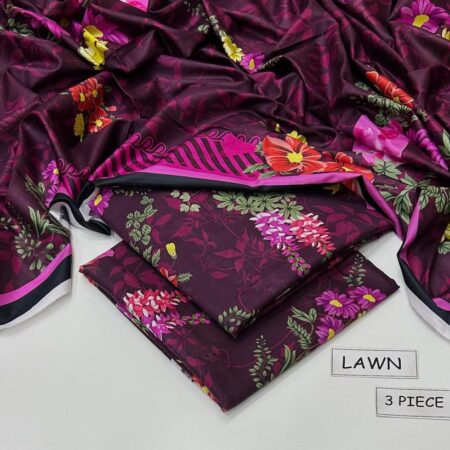 maria b lawn 3pc allover printed trouser