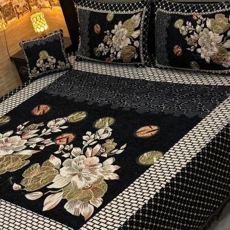 4pc velvet jaquard bedsheet king size