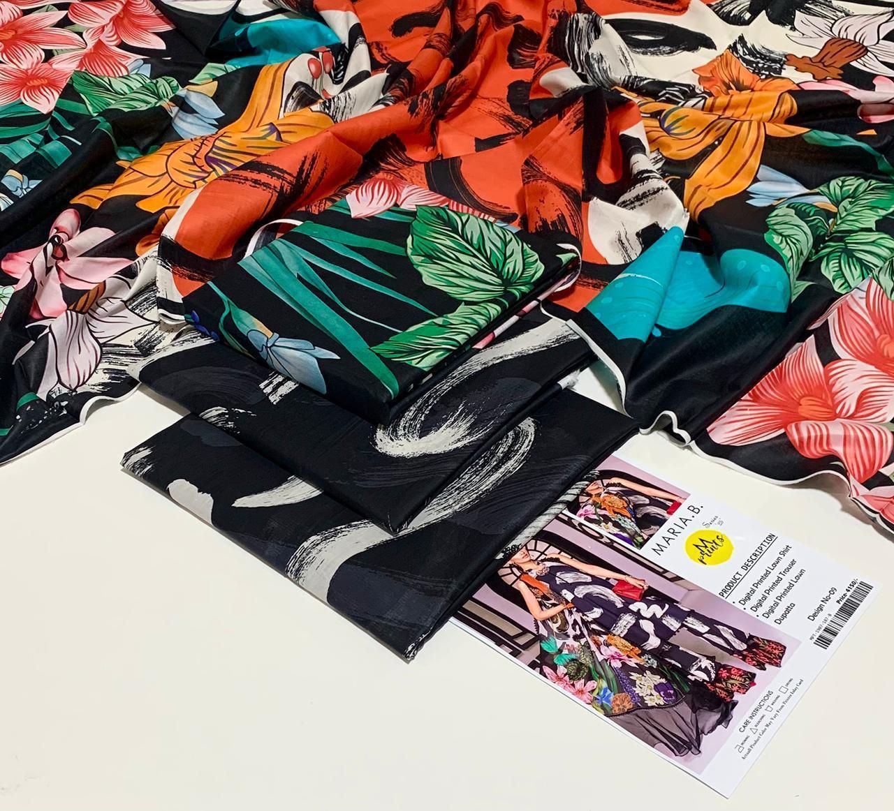 3pc lawn collection printed maria.b fabric lawn 90/70 3pc lawn collection printed maria.b fabric lawn 90/70